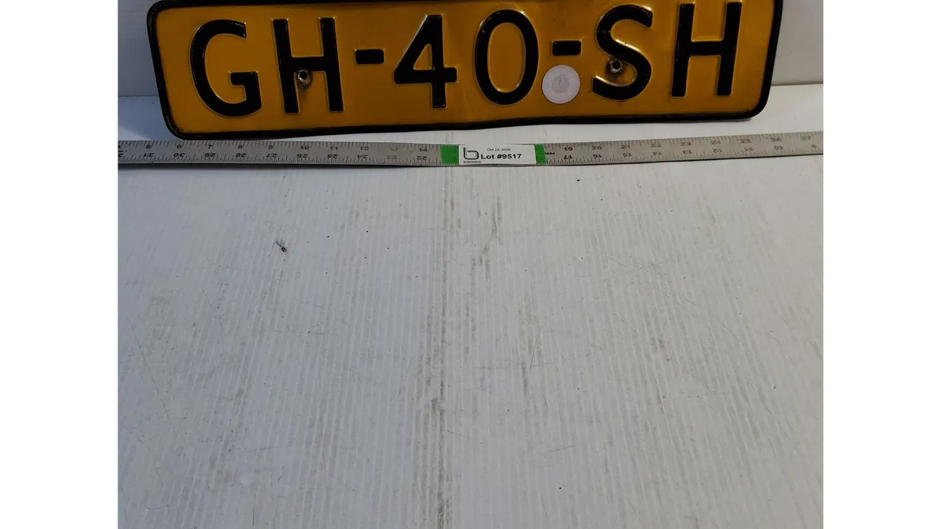 Vintage Yellow Dutch Vehicle License Plate from Netherlands