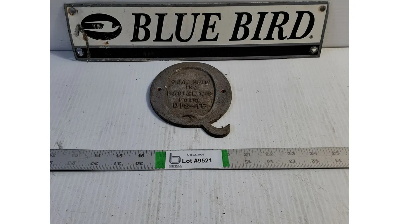 Metal "BlueBird" Bus Line Emblem,Cast Metal Plate from Qualheim Inc. Wisconsin
