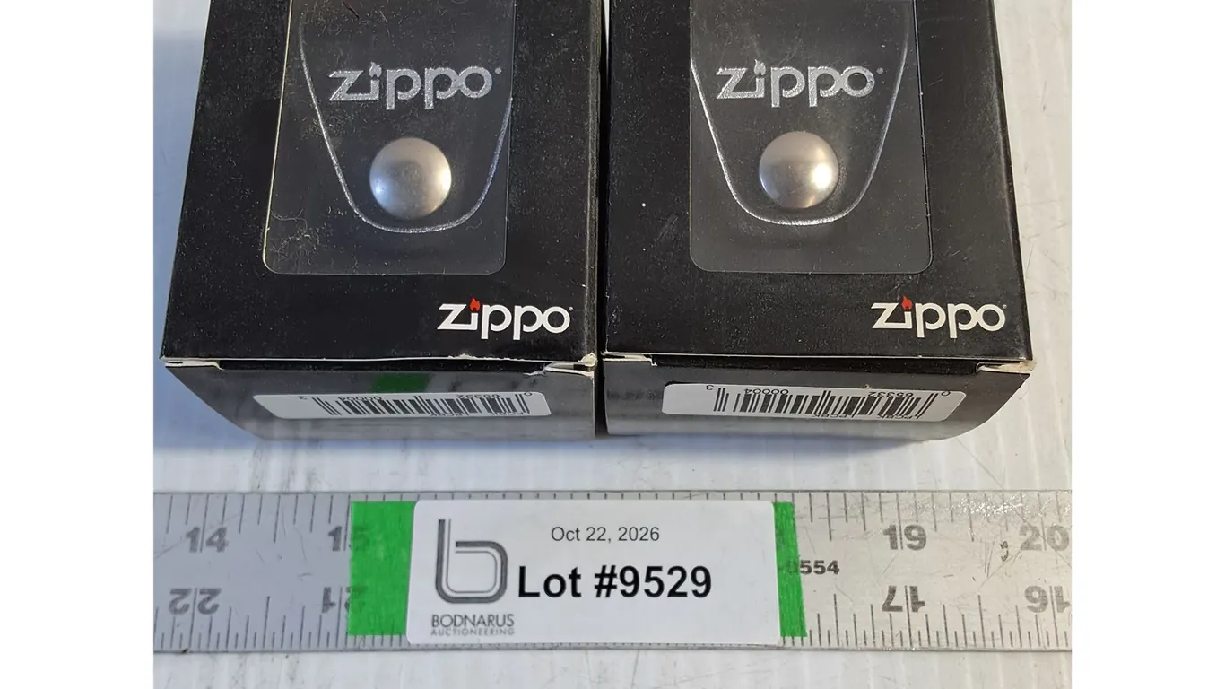 (2) Zippo Black Leather Lighter Pouch with Belt Loop (NIB)