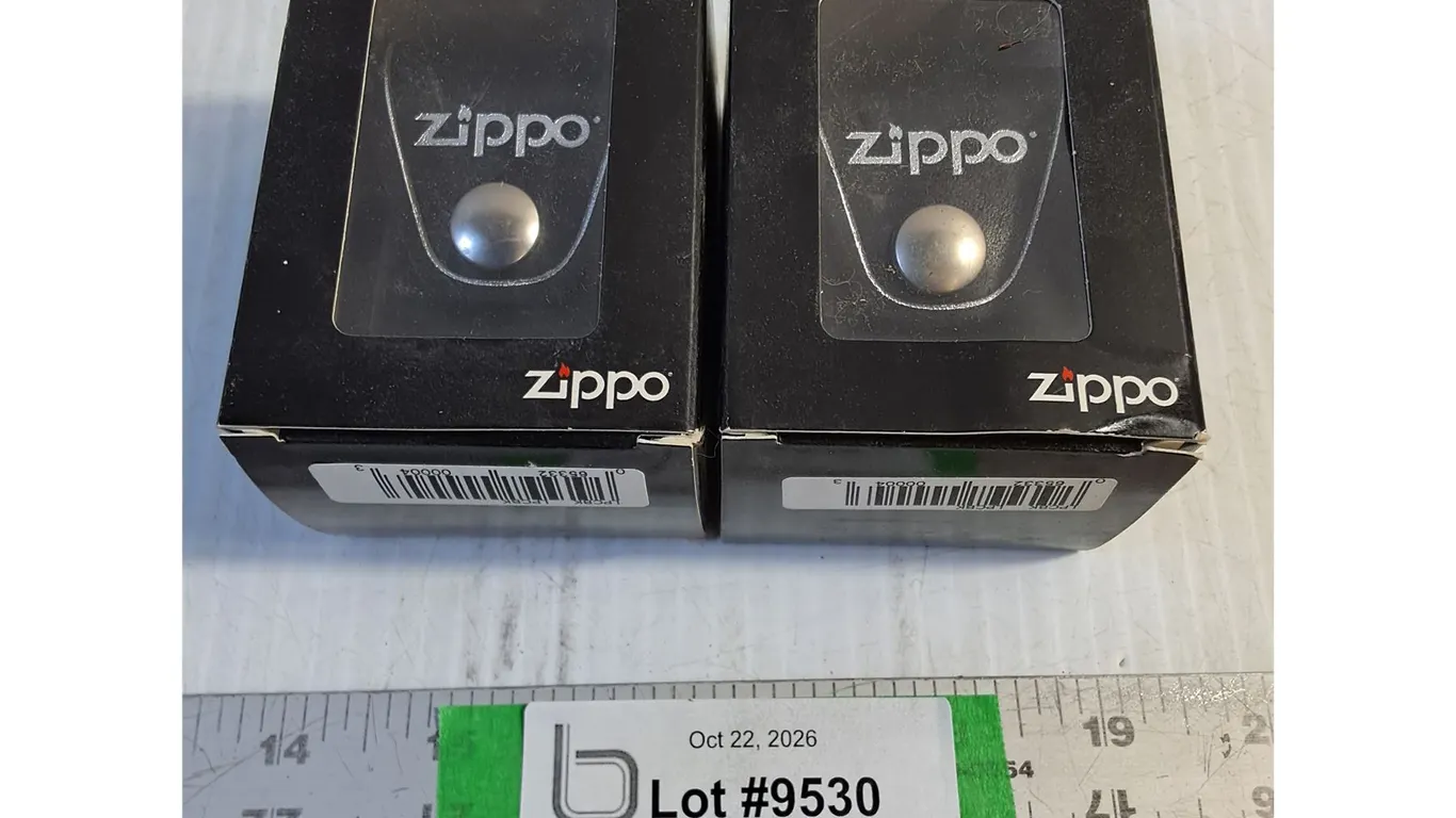 (2) Zippo Black Leather Lighter Pouch with Belt Loop (NIB)