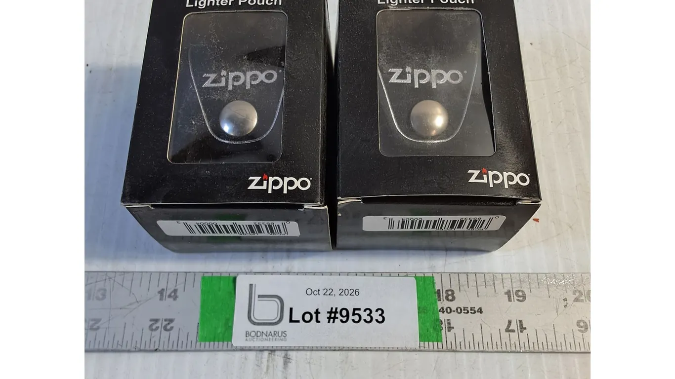 (2) Zippo Black Leather Lighter Pouch with Belt Loop (NIB)