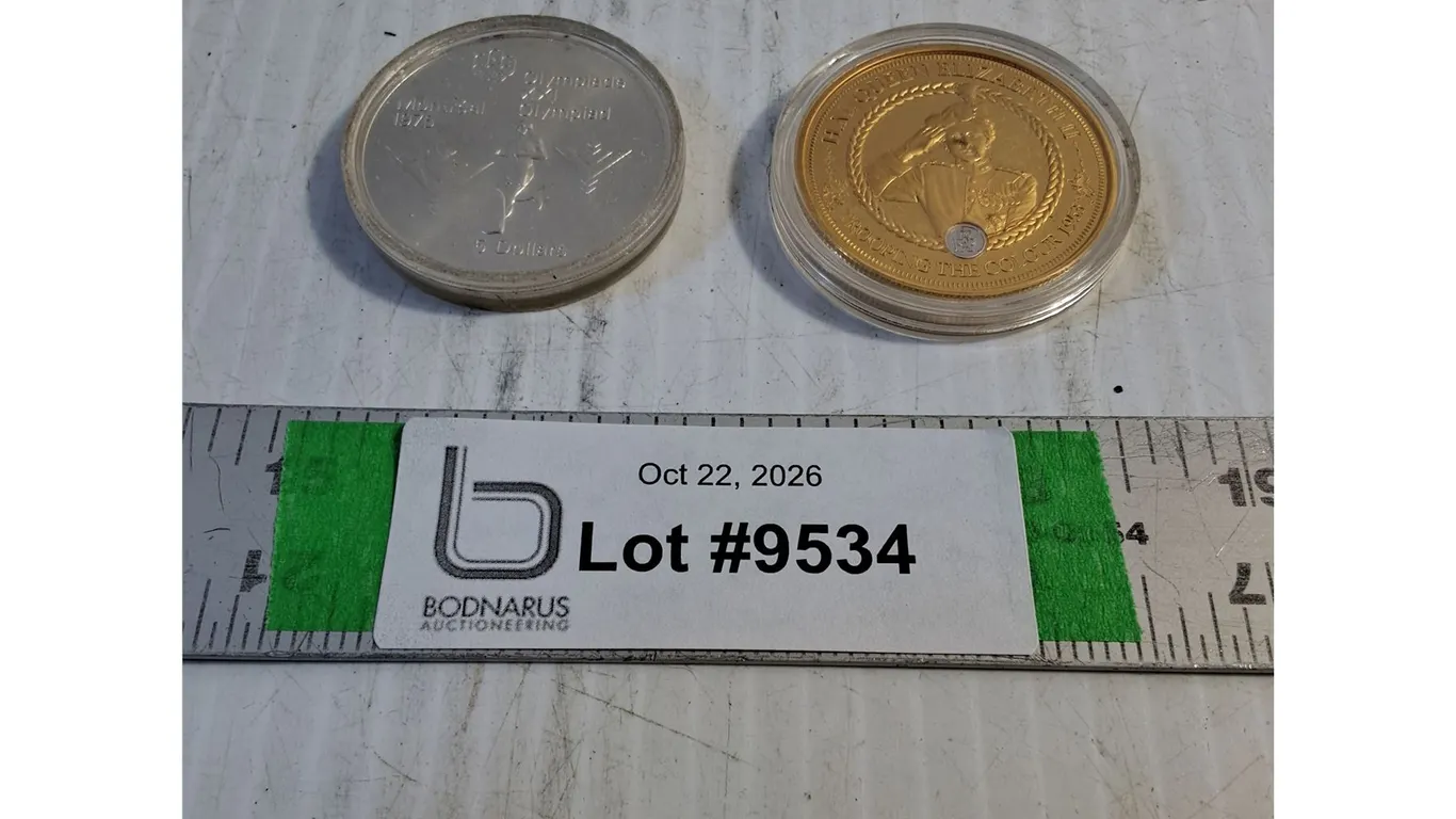 Canadian 5 Dollar Coin from 1976 Montreal Olympics,Queen Elizabeth II Proof Coin
