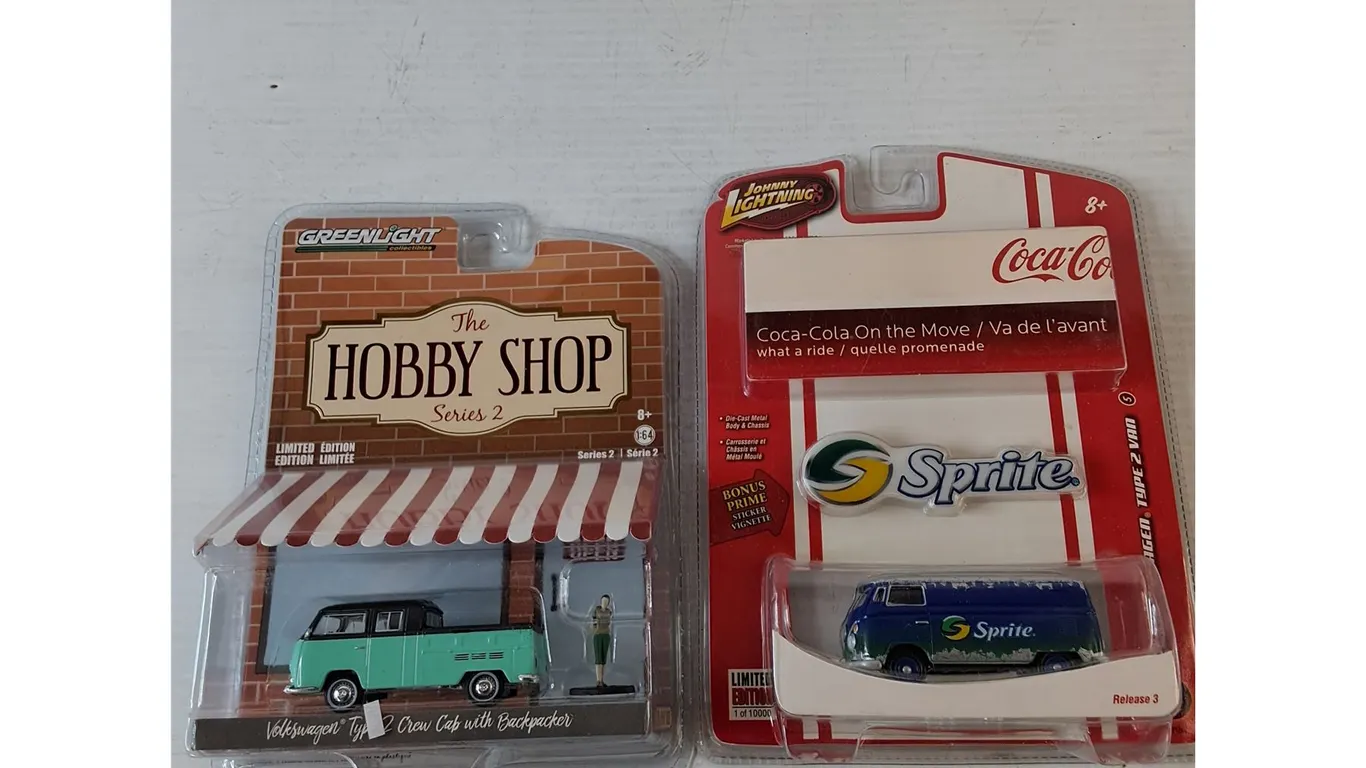 Hobby Ship Series 2 Volkswagon 1:64 Model, Johnny Lightning Coca-Cola Sprite Van Limited Editions