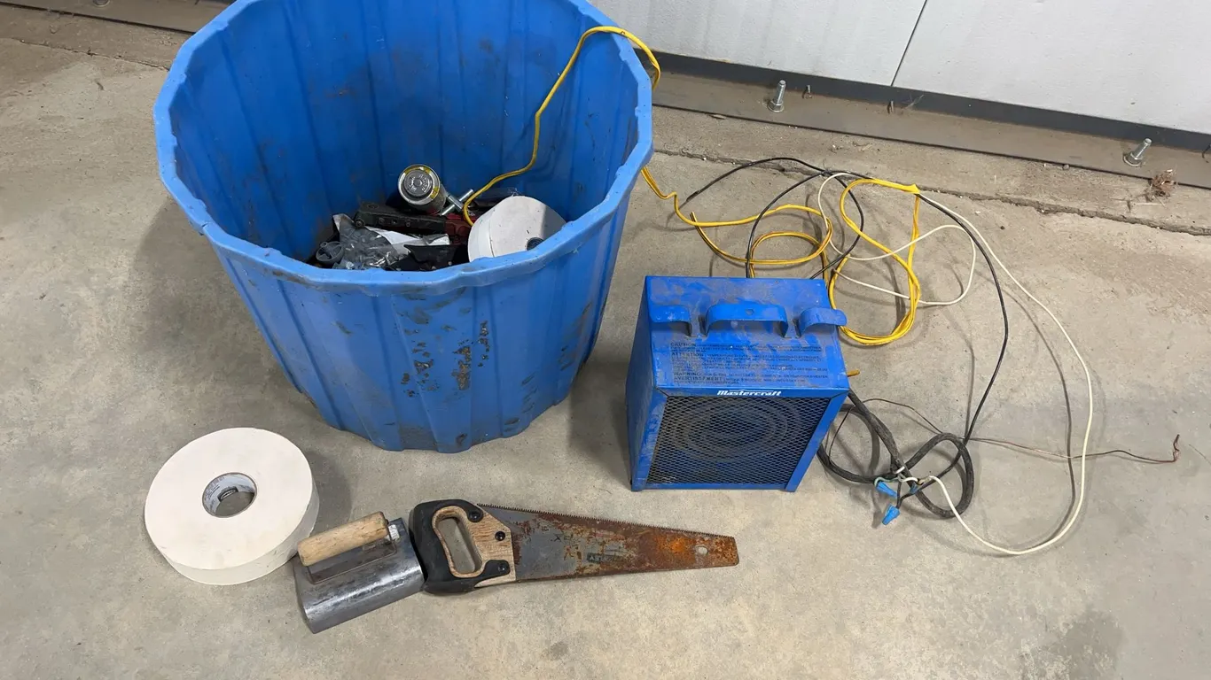Tote W/ Heater, Saw, Edger & Misc.