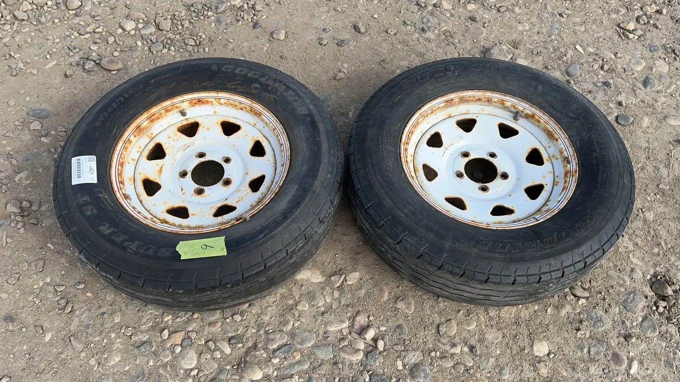 2 - ST205/75R15 Trailer Tires & Rims