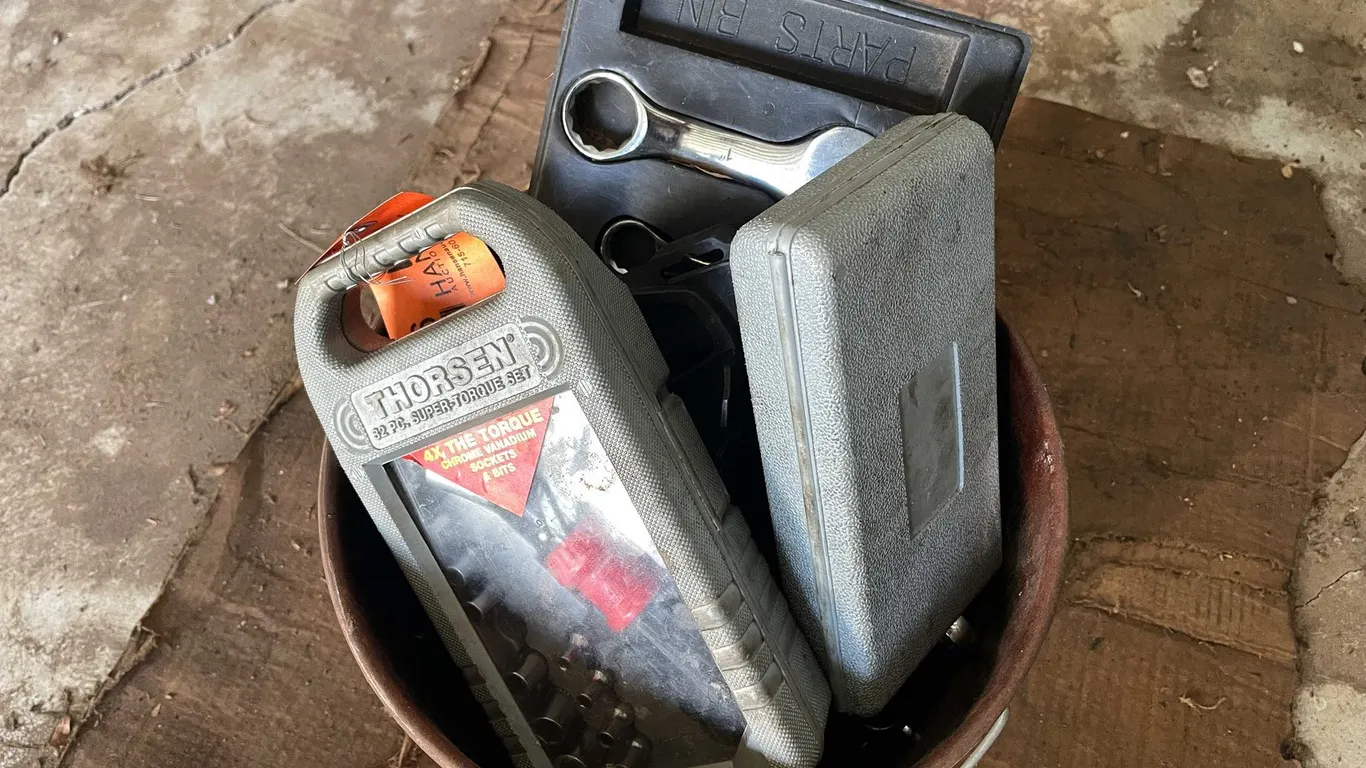Metal Bucket with Contents