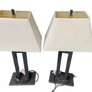 Modern Black Metal Table Lamps With Square Shades