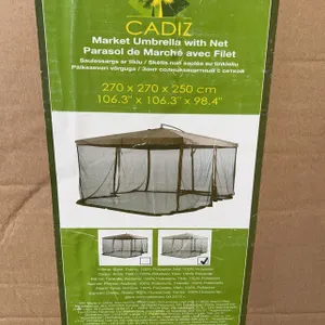 Cadiz Market Umbrella With Net, 270 cm, Ash Colour