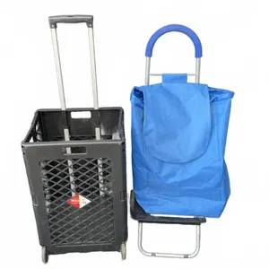 Olympia Pack-N-Roll Cart and Blue Shopping Trolley