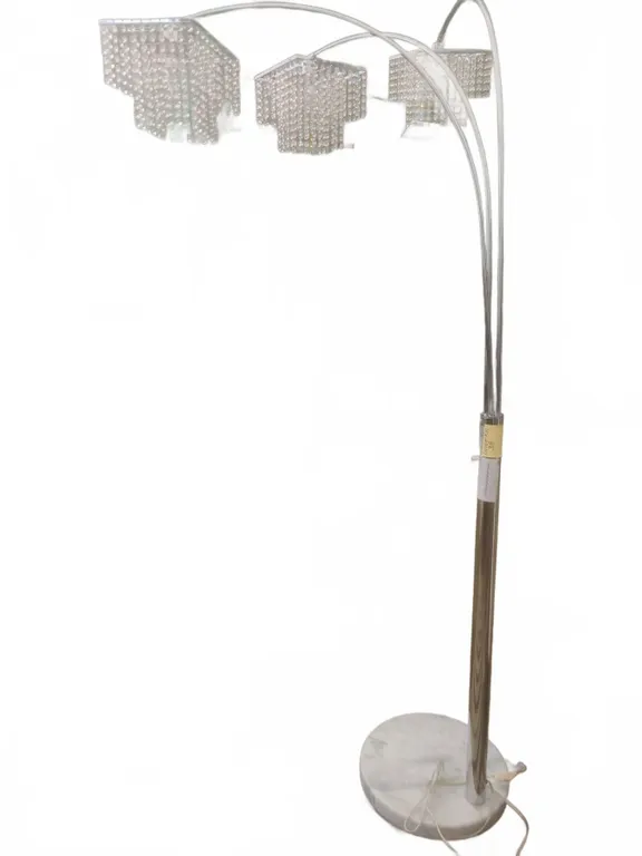 Modern 3-Light Arc Floor Lamp with Crystal Shades and Marble Base
