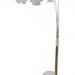 Modern 3-Light Arc Floor Lamp with Crystal Shades and Marble Base