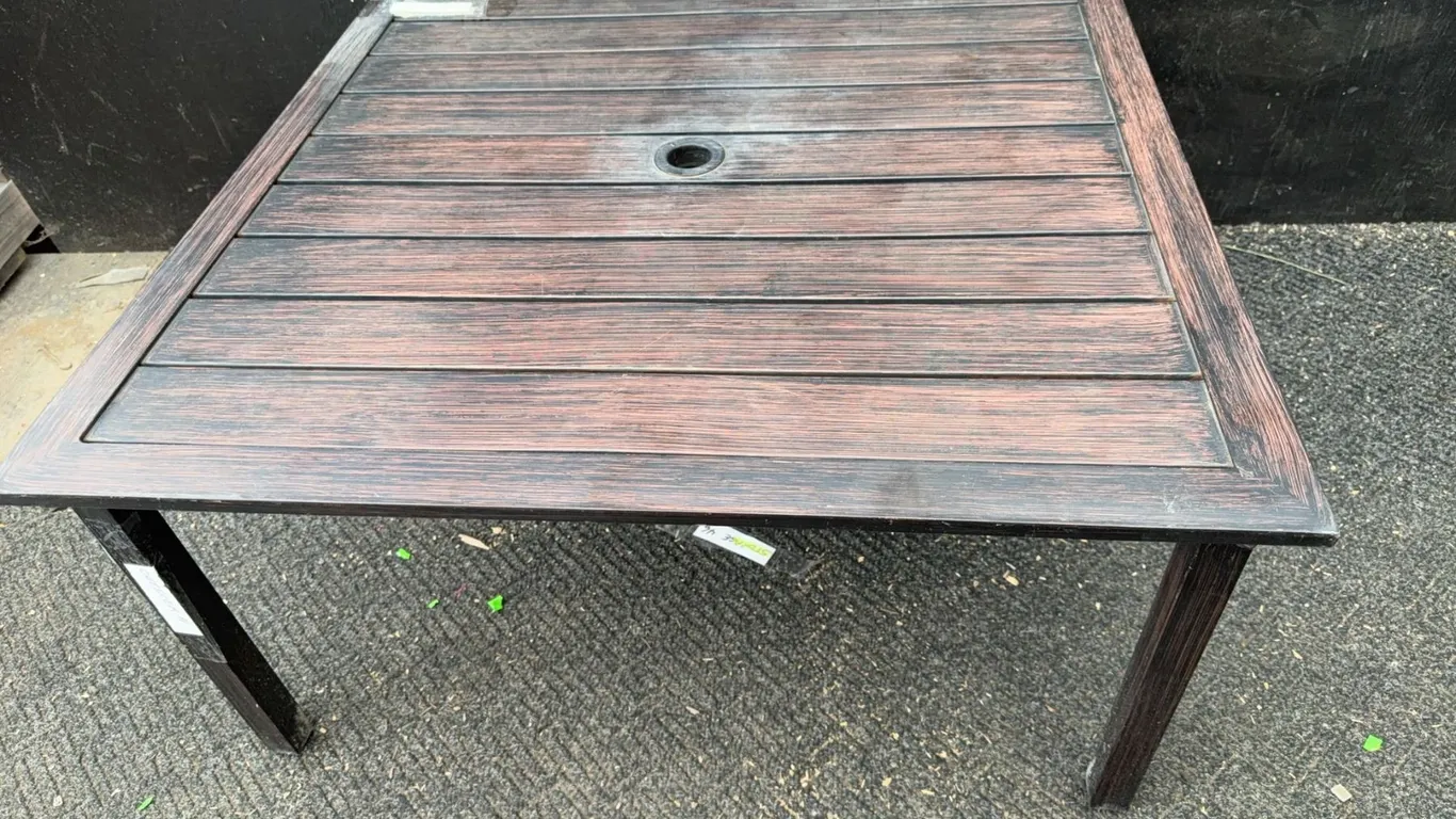 Outdoor Square Metal Patio Table with Centre Umbrella Hole
