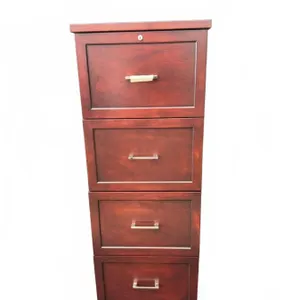 Wooden Four-Drawer Filing Cabinet with Metal Handles