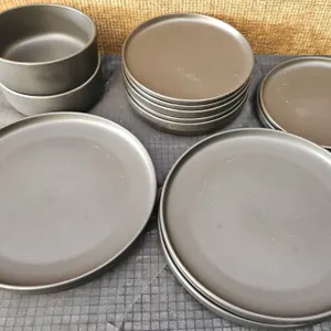 Melo Essentials Matte Black Stoneware Dinnerware Set, 12 Pieces