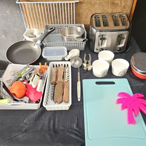 Black+Decker Toaster, Knives, Cutlery, and Various Kitchen Tools
