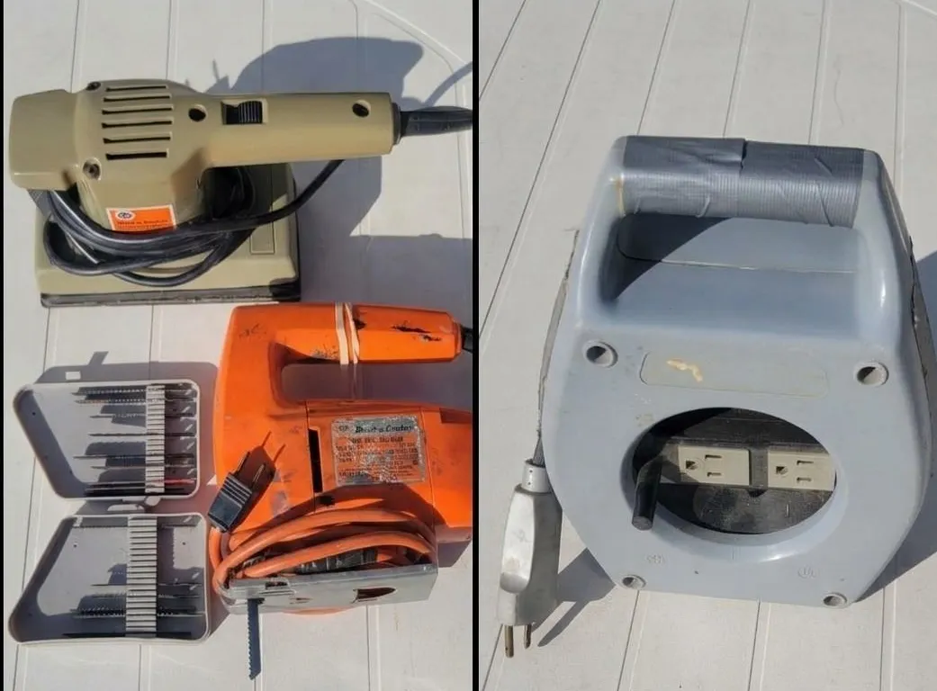 Black & Decker Jig Saw with Blades, B&D Finishing Sander, Roll-Up Extension Cord