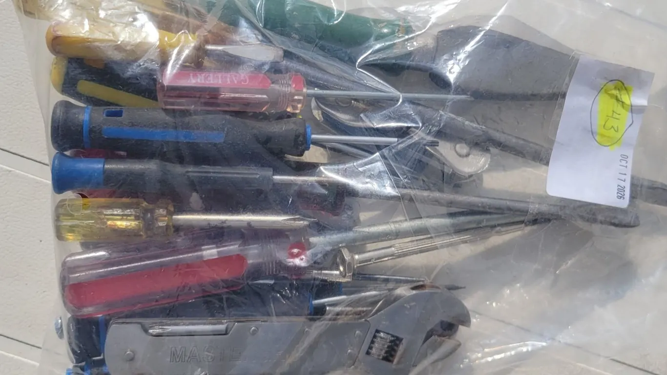 Bag of Screwdrivers, Multi-tools, Knives, Sharpening Stone