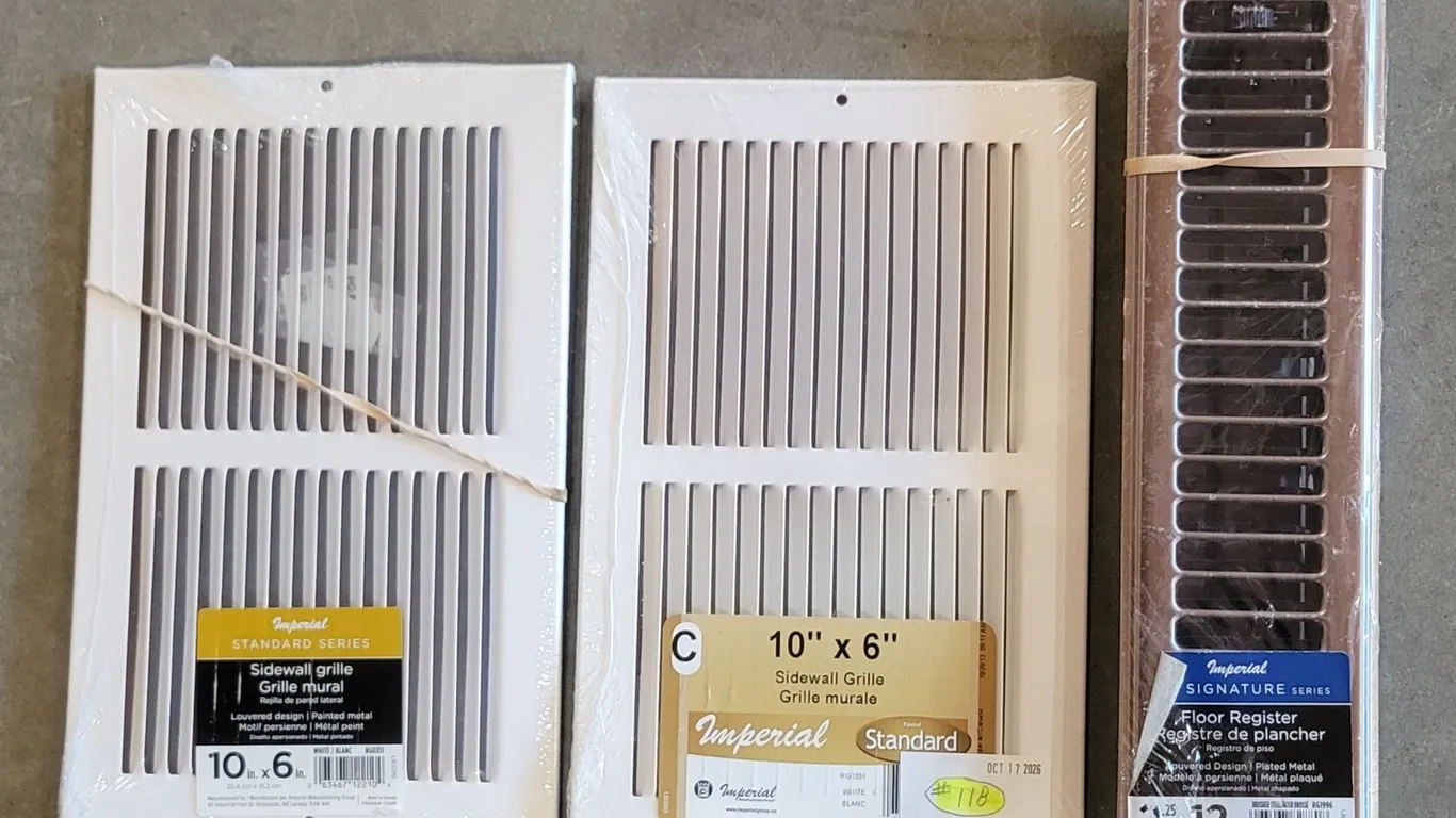 (2) NEW Sidewall Grilles 10" x 6" + Floor Register 2" x 12"