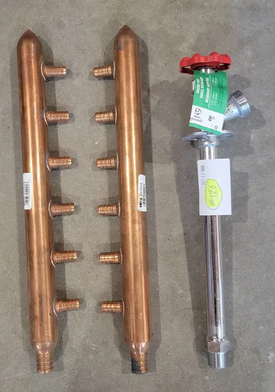 Plumbing Lot - Frost-Free Wall Hydrant, Copper Header for PEX (x2)