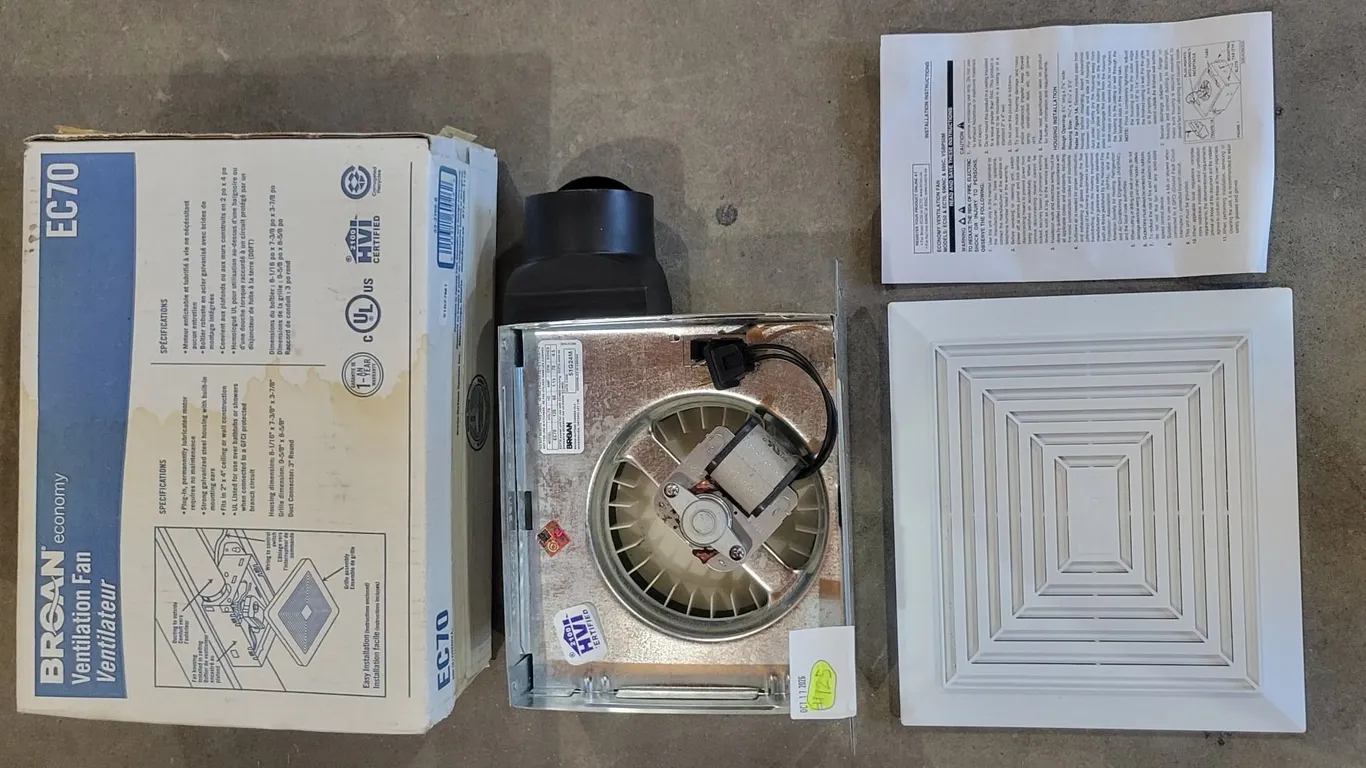 Broan EC70 Ventilation Fan - NEW
