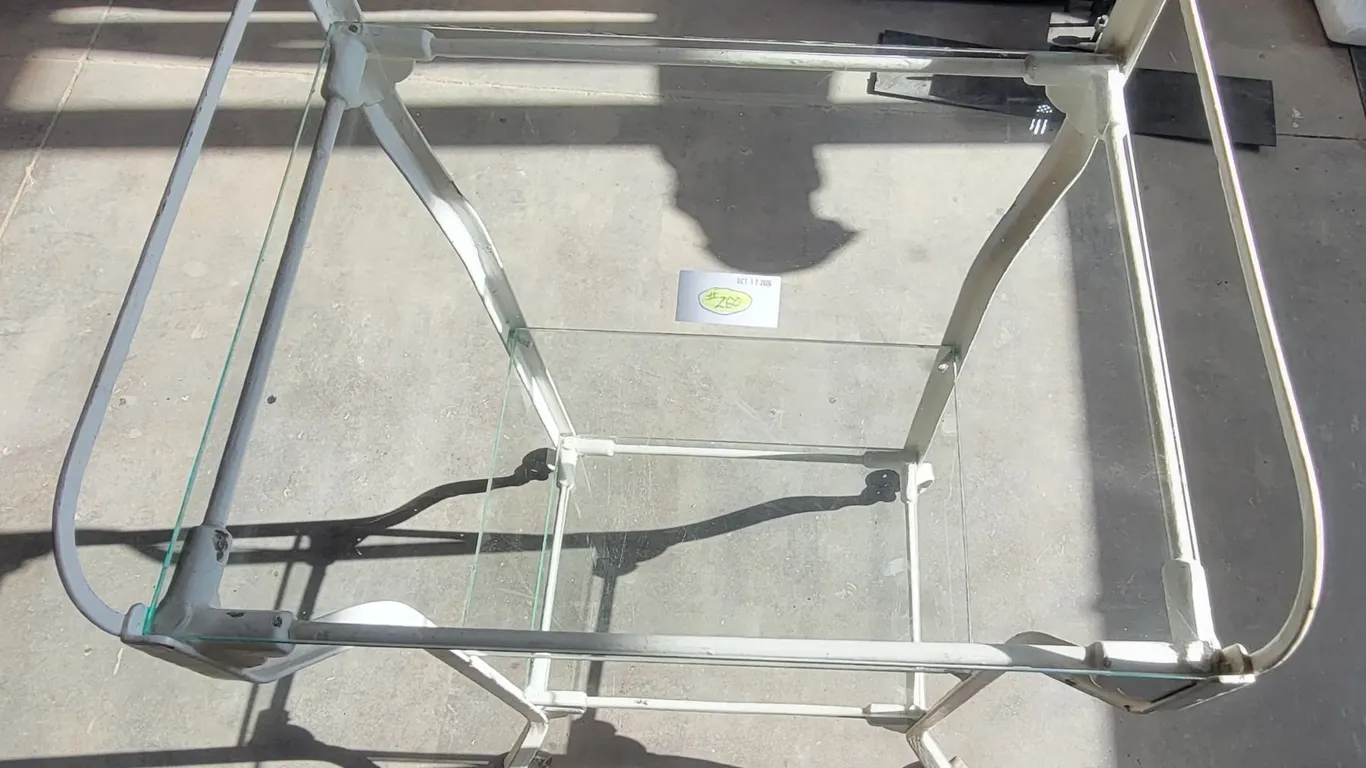 Vintage Rolling Cart/Table - Metal/Glass