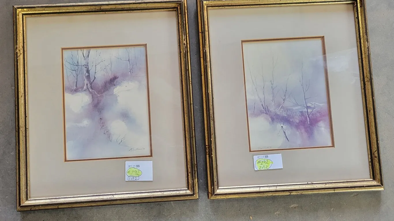 (2) Framed Prints, 12”x 14” – Winter Scenes