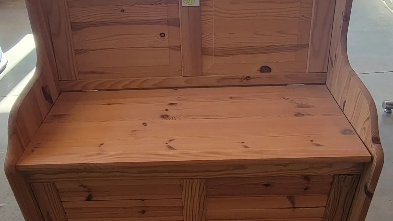 Wooden Bench w/ Storage – W 33”x H 33”x D 18 ½”