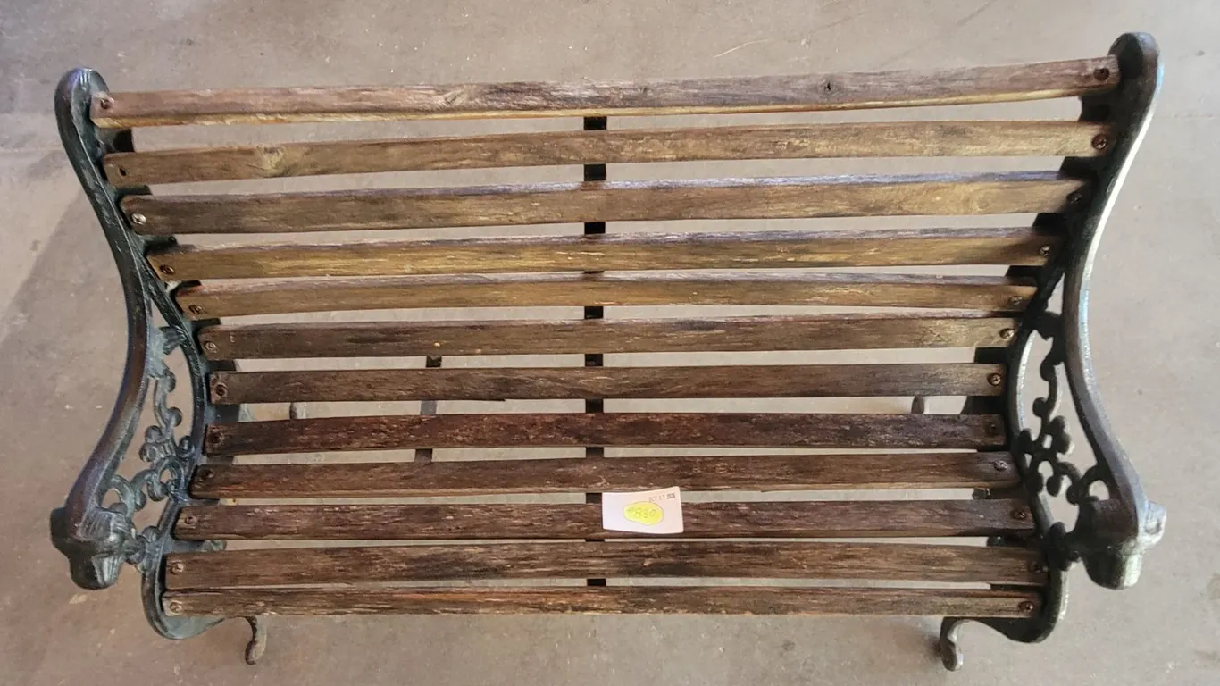 Wrought Iron & Wooden Bench – 24”x 16”