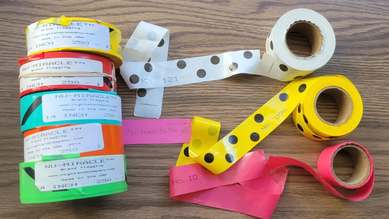 (5) Rolls Numbered Flagging Tape (For Inventory) – Perforated 14” Intervals, #250