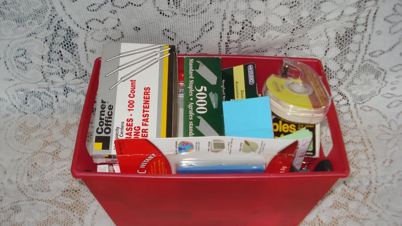 Basket Of General Office Supplies