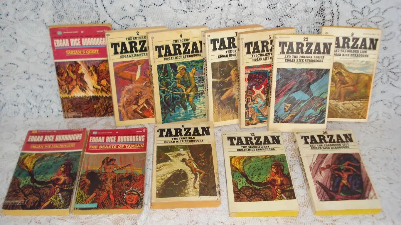 Vintage Edgar Rice Burroughs Tarzan Paperbacks Covers Show Age Related Wear Pages Good