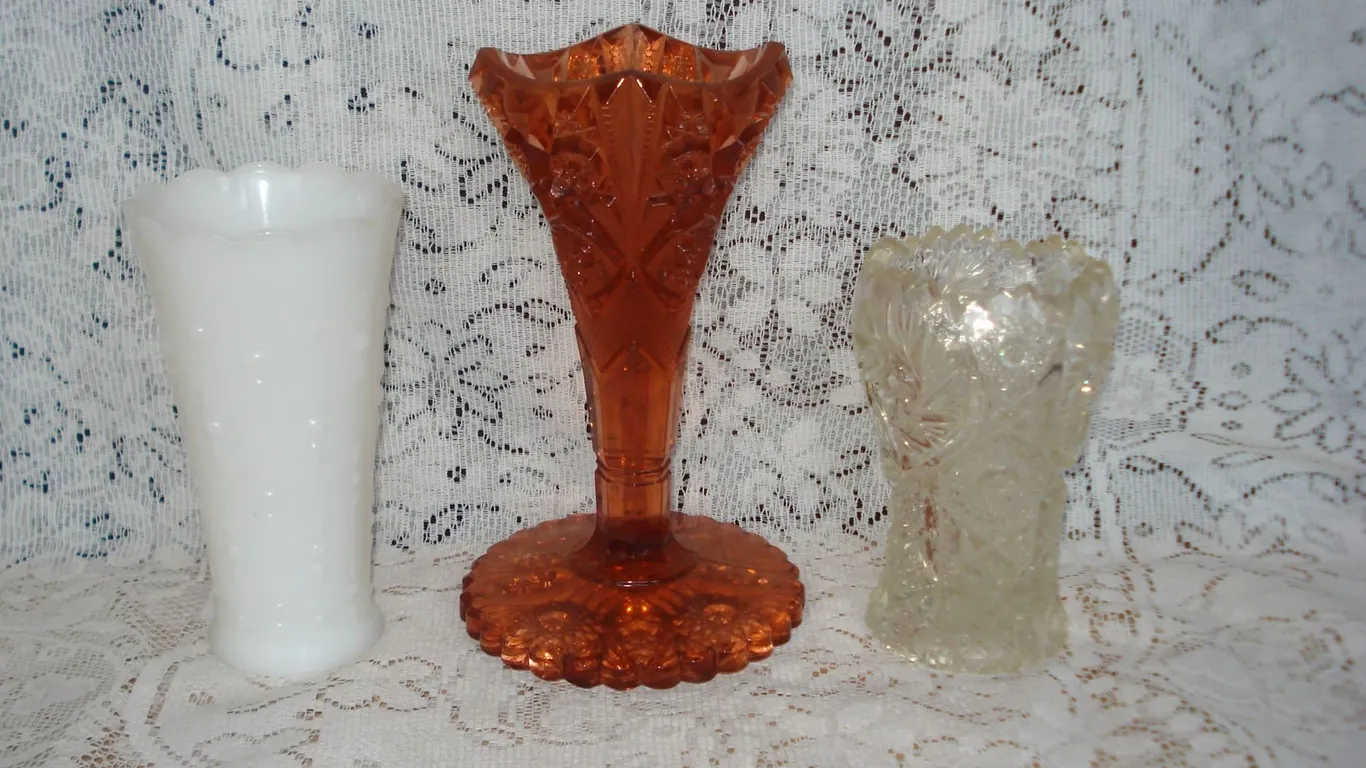 3 Vintage/Antique Vases Clear Vase Early 20th Century