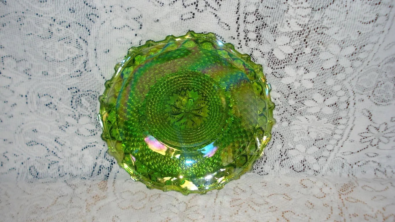 Vintage Green Carnival Glass