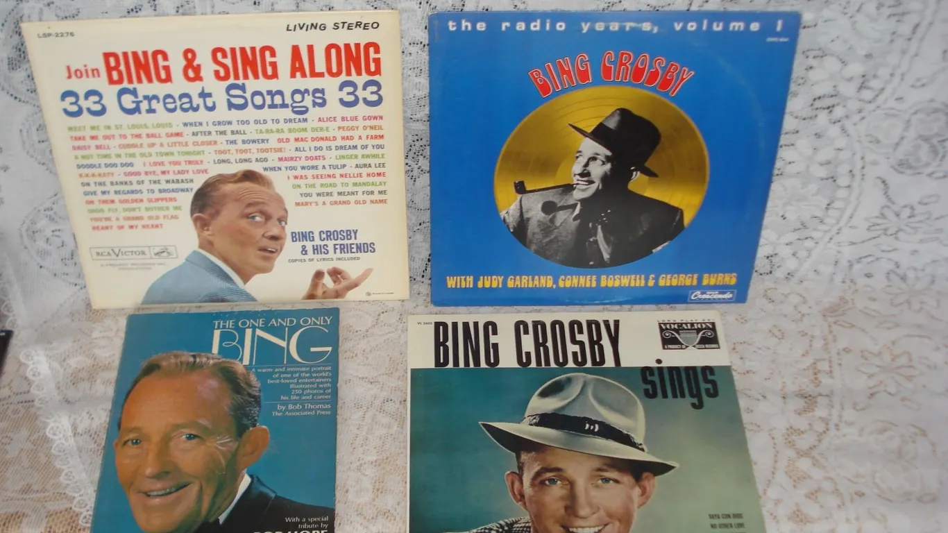 Bing Crosby Record Albums And Book Records Appear In Excellent Condition Cover separation In One