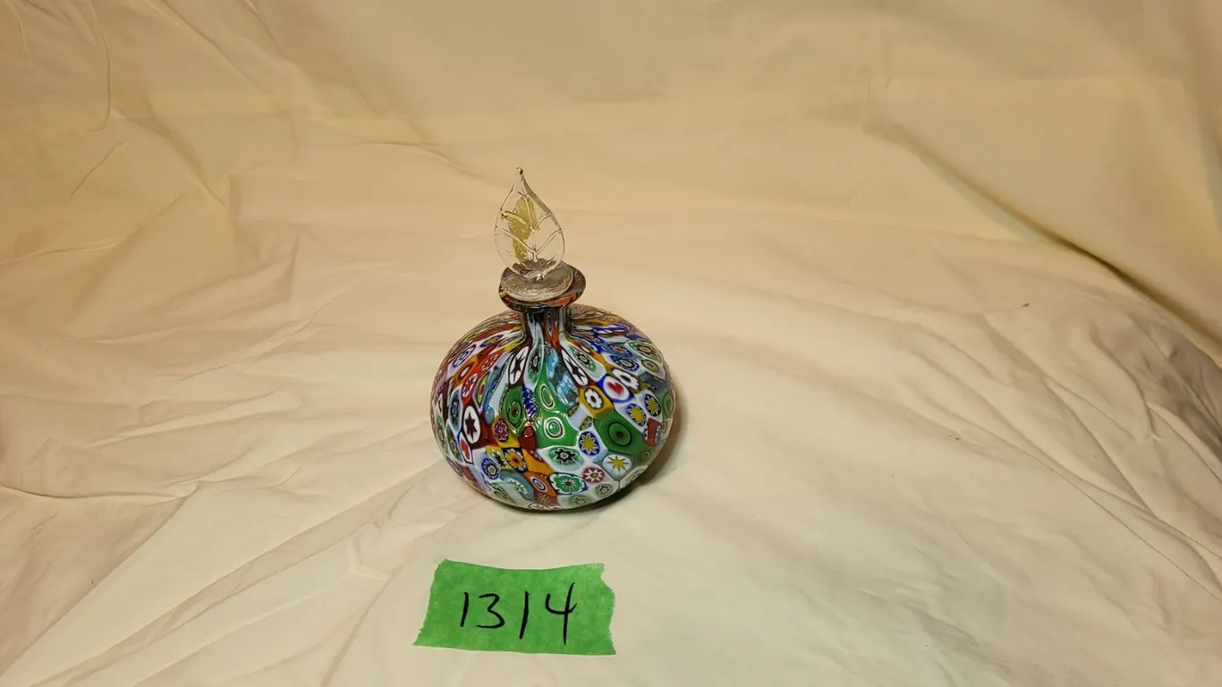MURANO GLASS perfume atomizer + gold-flaked Murano glass stopper, purchased on Murano, Italy in 2005