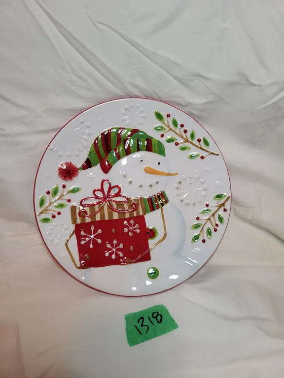 PIER 1 ceramic snowman cookie plate