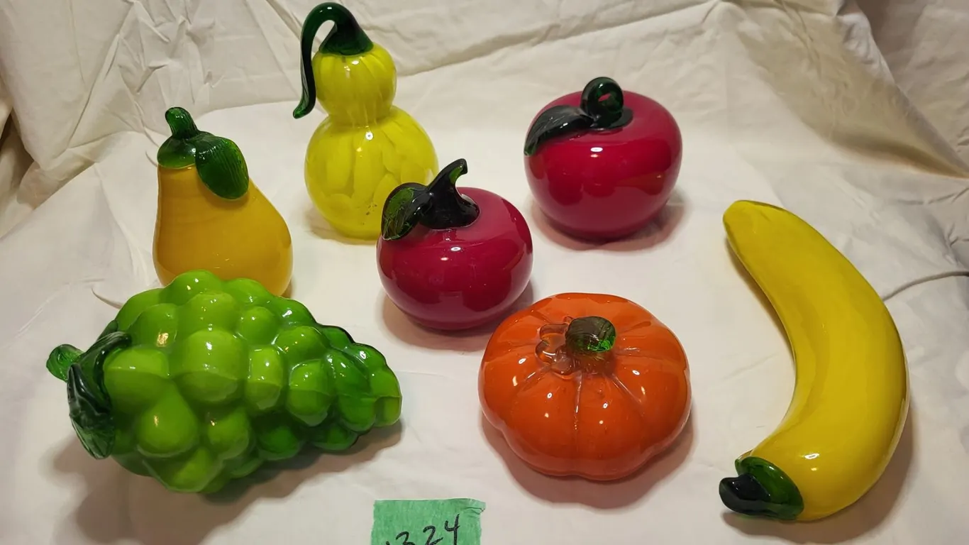7-piece set, glass fruit
