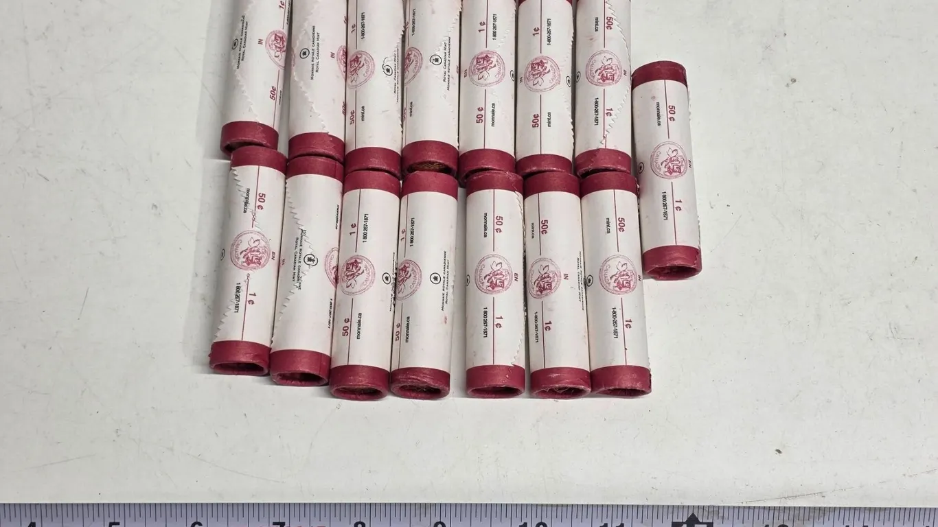 15 rolls of canadian pennies- 2006-magnetic