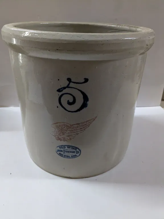5-Gal Redwing Crock, No Chips or Cracks