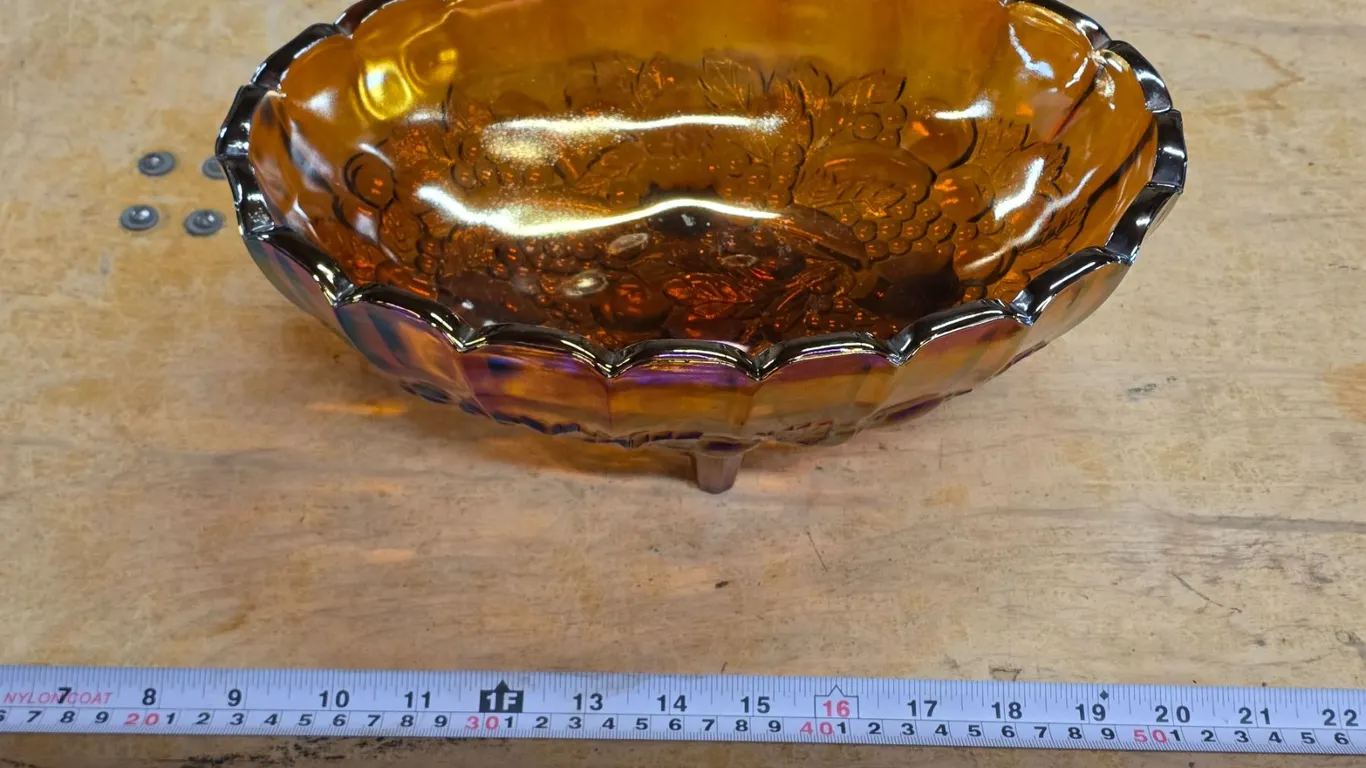 Vintage carnival glass fruit dish