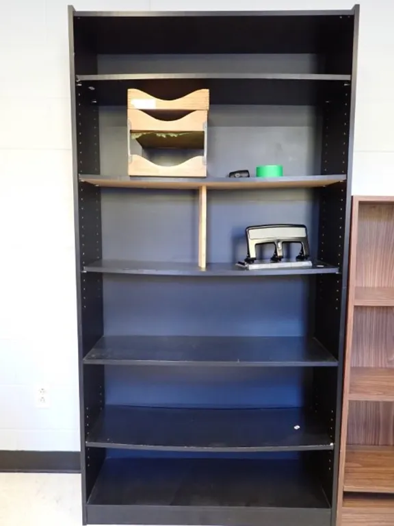 Tall Bookcase & Vintage Wooden Desk/Letter Tray Organizer