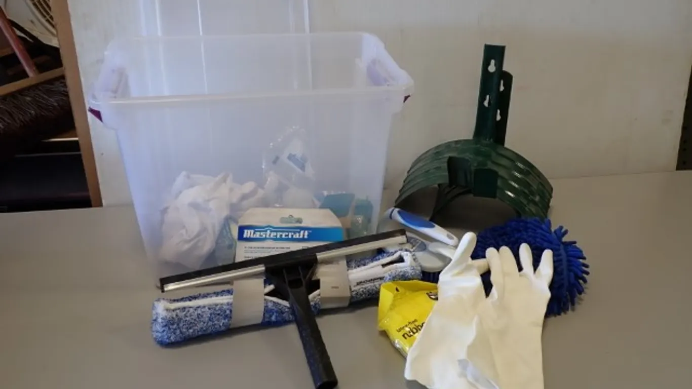 Cleaning Supplies & Storage Bin