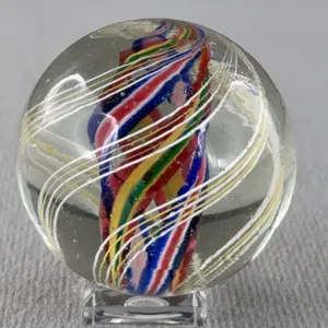 Glass Marble W/Latticinio Core, Possibly Antique German Handmade, Appr, 2”D