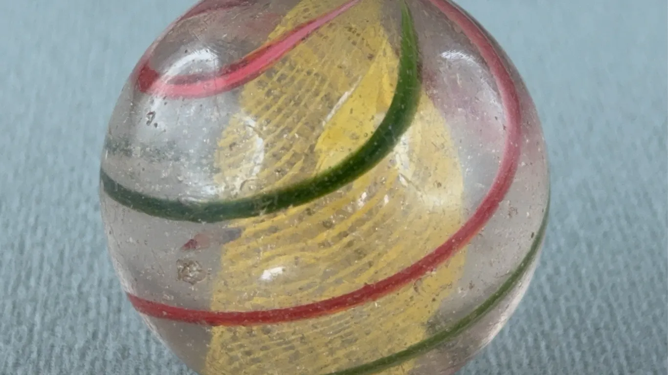 Glass Marble W/Latticinio Core, Possibly Antique German Handmade, Appr, 2”D