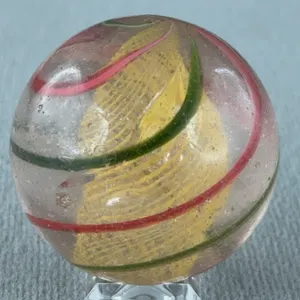 Glass Marble W/Latticinio Core, Possibly Antique German Handmade, Appr, 2”D