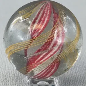 Red, White & Yellow Swirl Marble W/ Solid Core,  Appr. 2 1/2”D