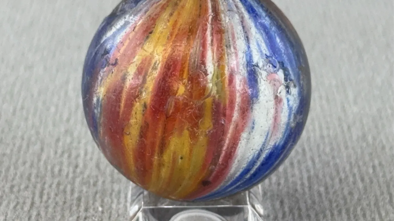 Onionskin Glass Marble, Appr. 1 1/2”D