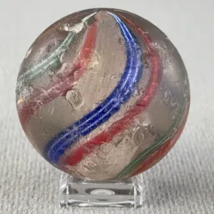 Swirl Glass Marble W/Latticinio Core, Appr. 1 3/4” D