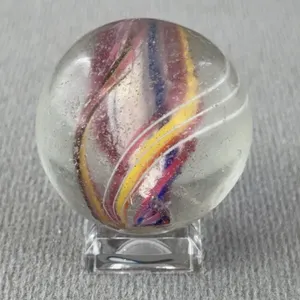 Swirl Glass Marble W/ Divided Core, Possibly Antique German Handmade, Appr. 1 1/2”D