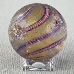 Swirl Glass Marble W/Latticinio Core, Appr. 1 1/2”D
